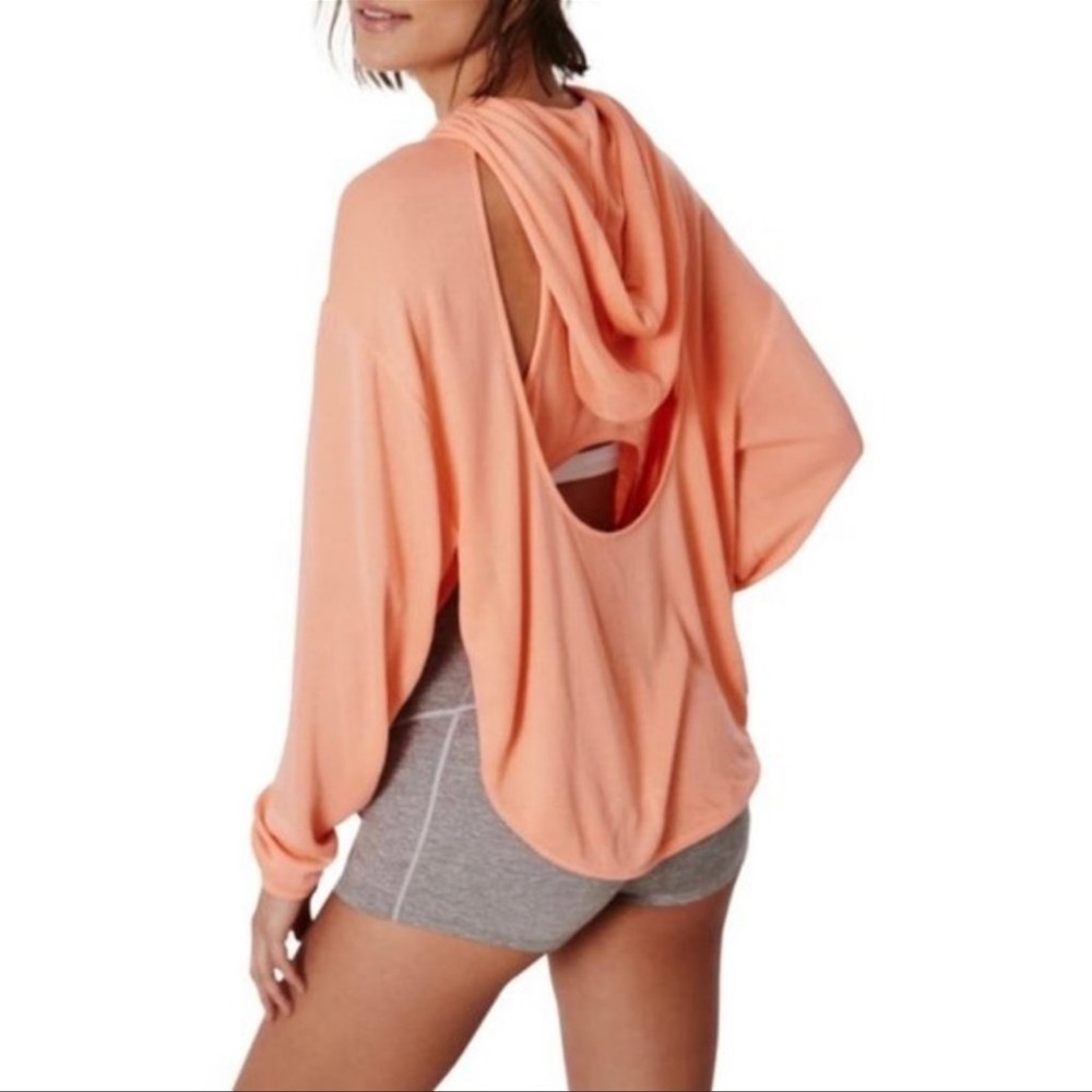 FREE PEOPLE Back Into It Cutout Hoodie in Orange XS